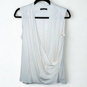 Rachel Zoe Silk Cream Draped Sleeveless Blouse